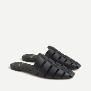 J. Crew Black Bennet strappy vachetta leather mules